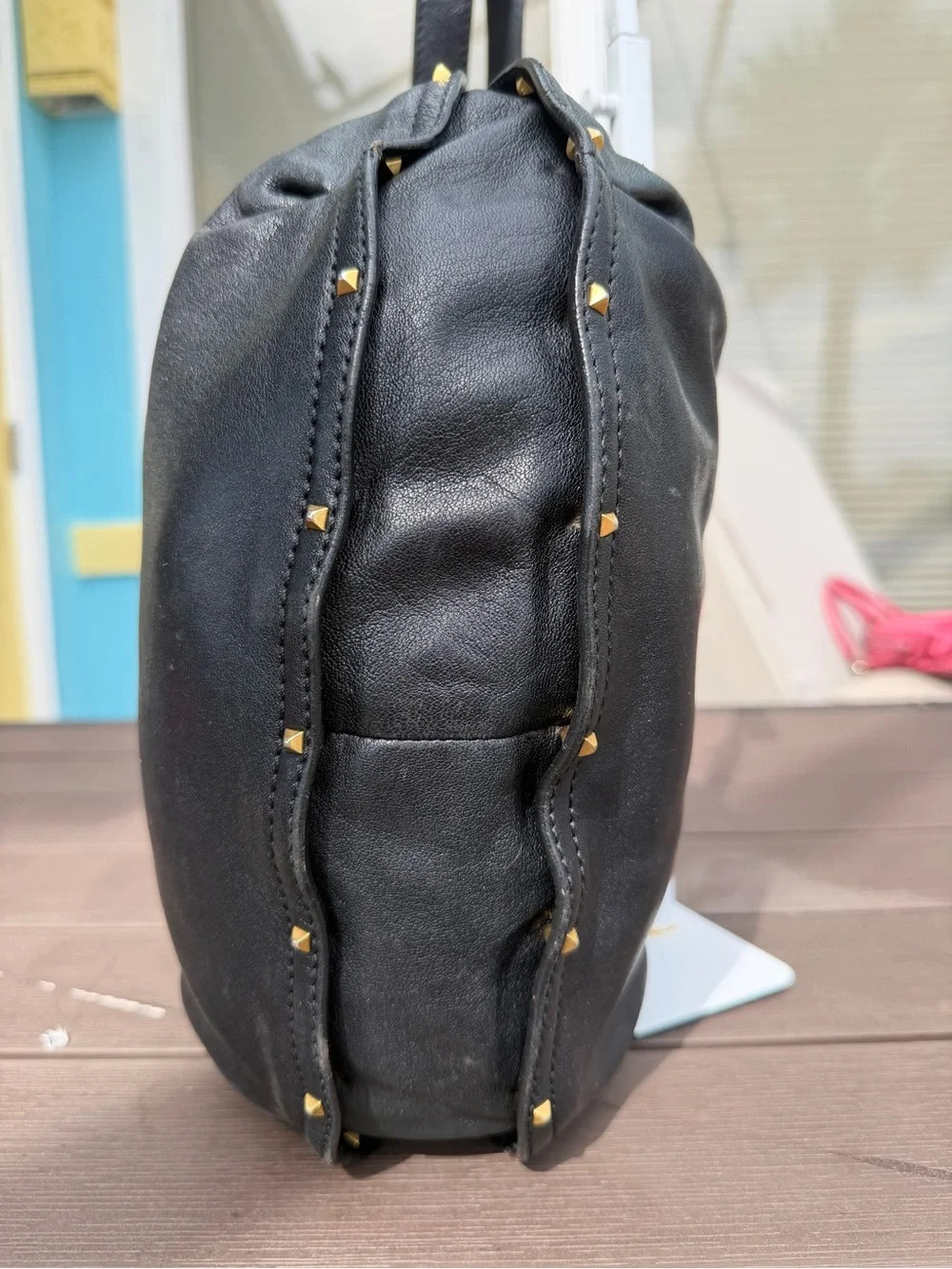 Marc Jacobs Vintage Black Leather Studded Paradise Kate Hobo Bag